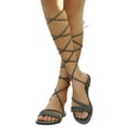 thumbnail image 4 of DIVVce Braided Lace Up Flat Sandals For Women Open Toe Tie Back Comfort Casual Footwear, 4 of 8