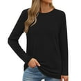 thumbnail image 2 of Trendsetting Women's Apparel Fashion Plus Size European And American Women's Temperament Solid Color Top Long Sleeved Round Neck Top/shirt, 2 of 8