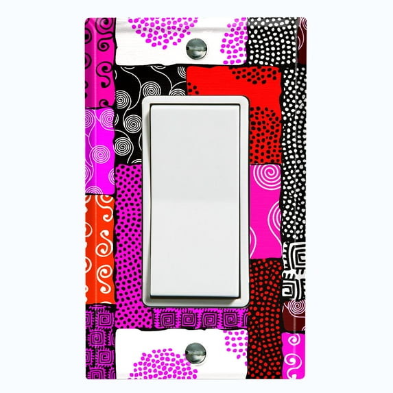Metal Light Switch Plate Cover Safari African Tribal Art Pattern Pink SFR006