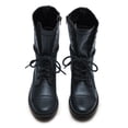 thumbnail image 4 of YDN Women Fashion Combat Boots Closed Round Toe Zippers Flats Lace Up Mid Calf Booties Working Outfit Party Shoes Size 7 Blue, 4 of 4