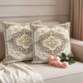 thumbnail image 2 of Beige Vintage Boho Outdoor Waterproof Pillow Covers, Ethnic Tribal Geometric Abstract Decorative Square Throw Pillowcase Sofa Cushion Sham for Patio/Couch/Chair, 24"x24" 2 Pack, 2 of 8