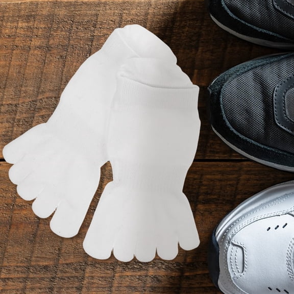LABSERRON 2Pairs Mens Five Finger Socks White Low Cut Breathable Athletic Ankle Socks