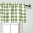 thumbnail image 3 of 3 Piece Semi Sheer Sage Green Kitchen Curtains Light Filtering Buffalo Checkered Tier and Valance Window Curtains Set, 52 W x 18 L (1 Panel) + 26 W x 36 L (2 Panels), 3 of 8