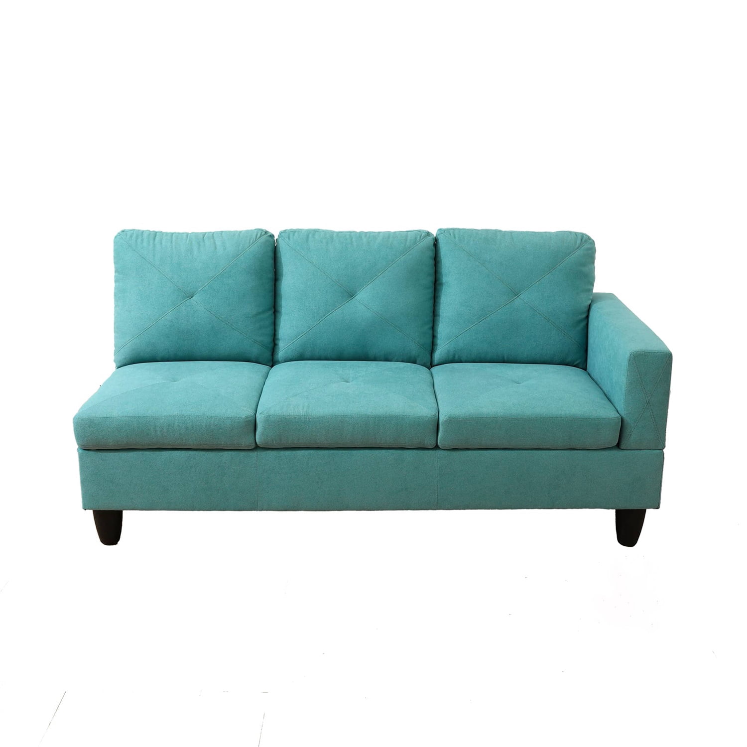 Hommoo Modern Linen 2-Piece Living Room Sofa Set Sectional Couches and Sofas, L-Shaped Sectional Couch Sofa, Light Blue(No Ottoman)