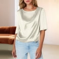 thumbnail image 2 of Women's Design Satin Short Sleeved T Shirt Silk Half Sleeved Shirt With Inner Top, 2 of 2