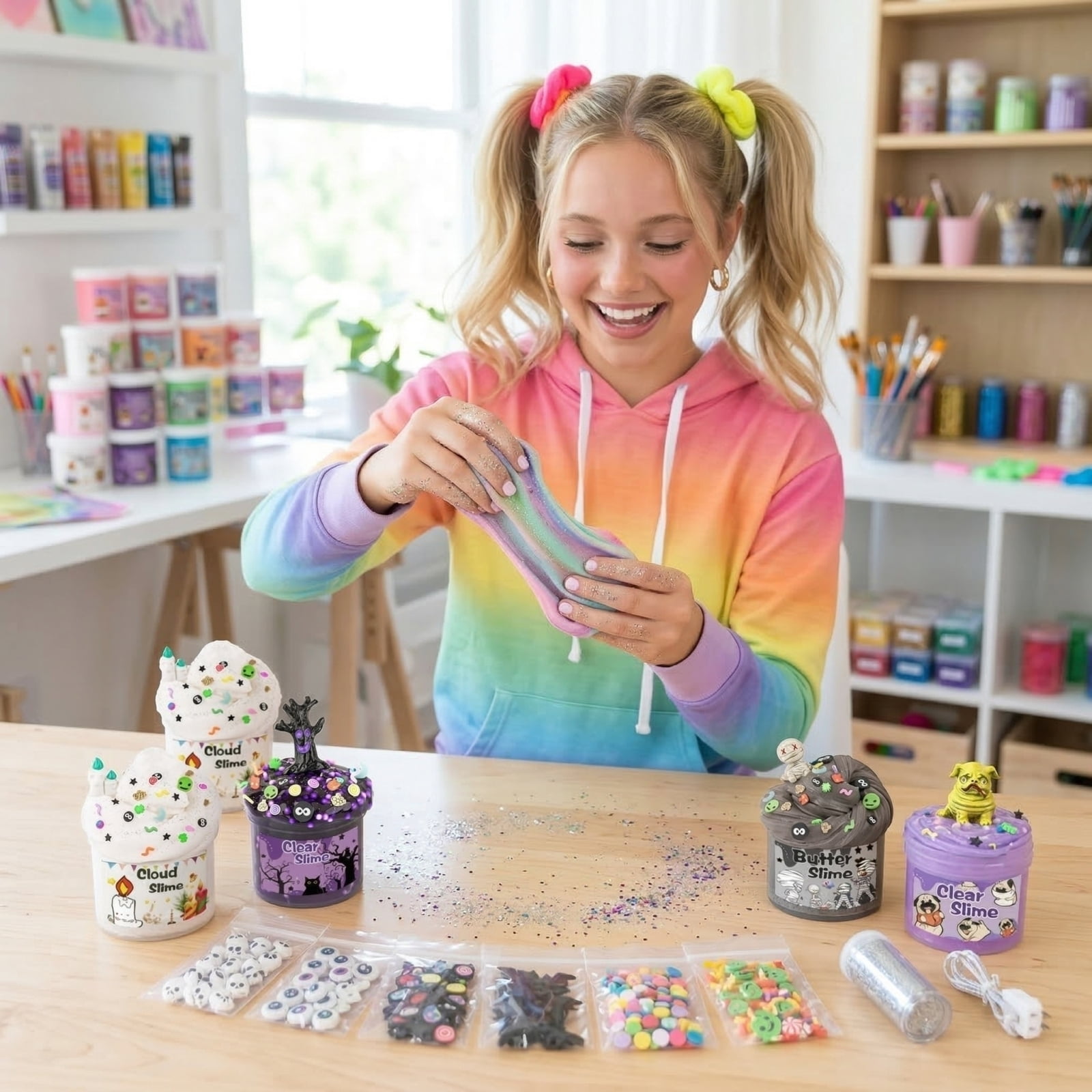 Stylish Creative Slime And Clay Squeeze Kit, Soft Stretchable Color Mud And Dough Combination Slime Birthday Gifts, Handmade Relaxing Leisure Accessory Party Favors for Girls and Boys(E)