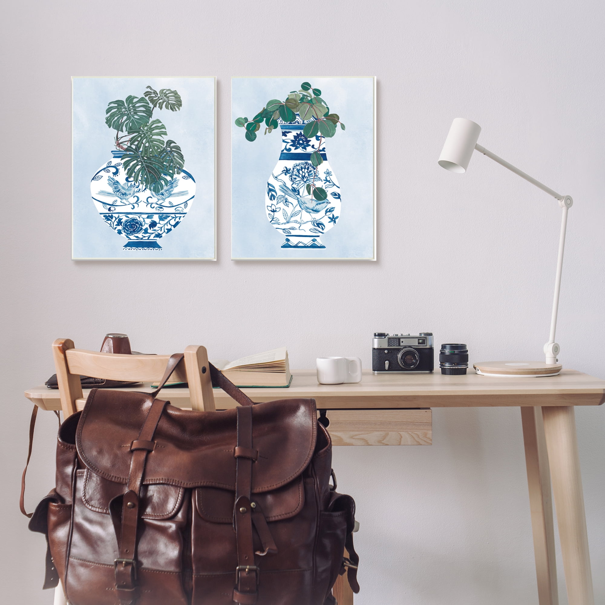 Stupell Indtries Elegant Indoor Plant Still Life Ornate Blue Vases,13 x 19,Design by Melissa Wang&nbsp;