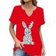 thumbnail image 1 of Corto para las Mujeres Casual Verano 2025 Pascua Impresión V-Cuello Camiseta, Ligero 95% Poliéster 5% Spandex Top para Toda la Temporada Hogar Y Diario, 1 of 7