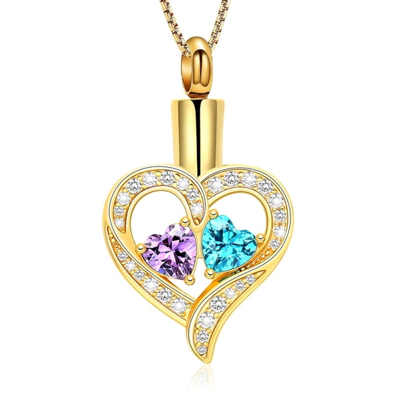 Double‑Heart Urn Pendant Cremation Jewelry for Ashes Holder Memory Necklace Memorial Jewelry