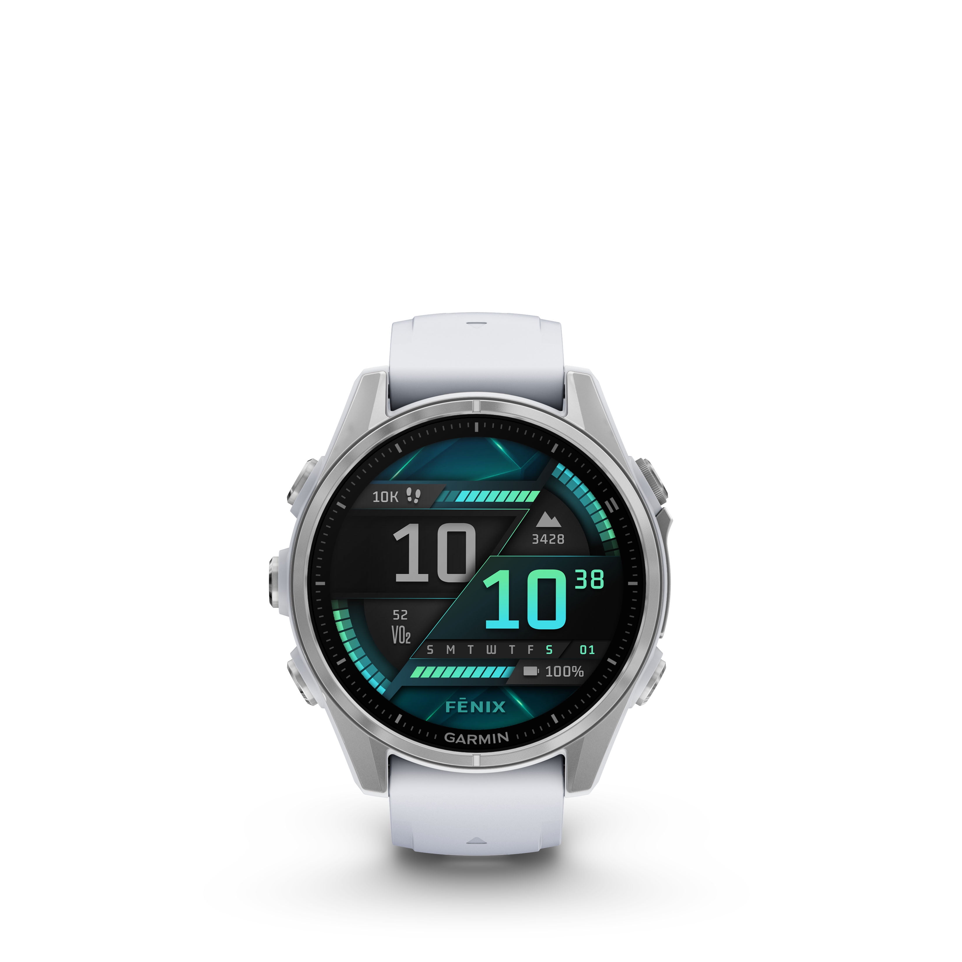 Garmin Fenix 8 43MM AMOLED Sapphire Multisport GPS Smartwatch Silver with Whitestone Silicone Band with Accessories
