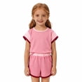 thumbnail image 4 of Tiijoy Little Girls Outfits Casual Colorblock Short Sleeve Tshirt Shorts Set, Sizes 5-6, 4 of 8