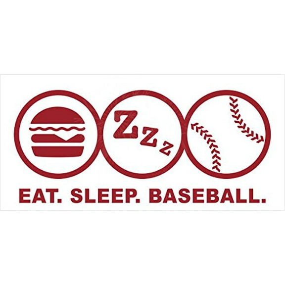 Wall Decal Stickers Eat Sleep Baseball Sports Wall Decals Vinyl Wall Letters Stickers, Red, 23x10-Inch