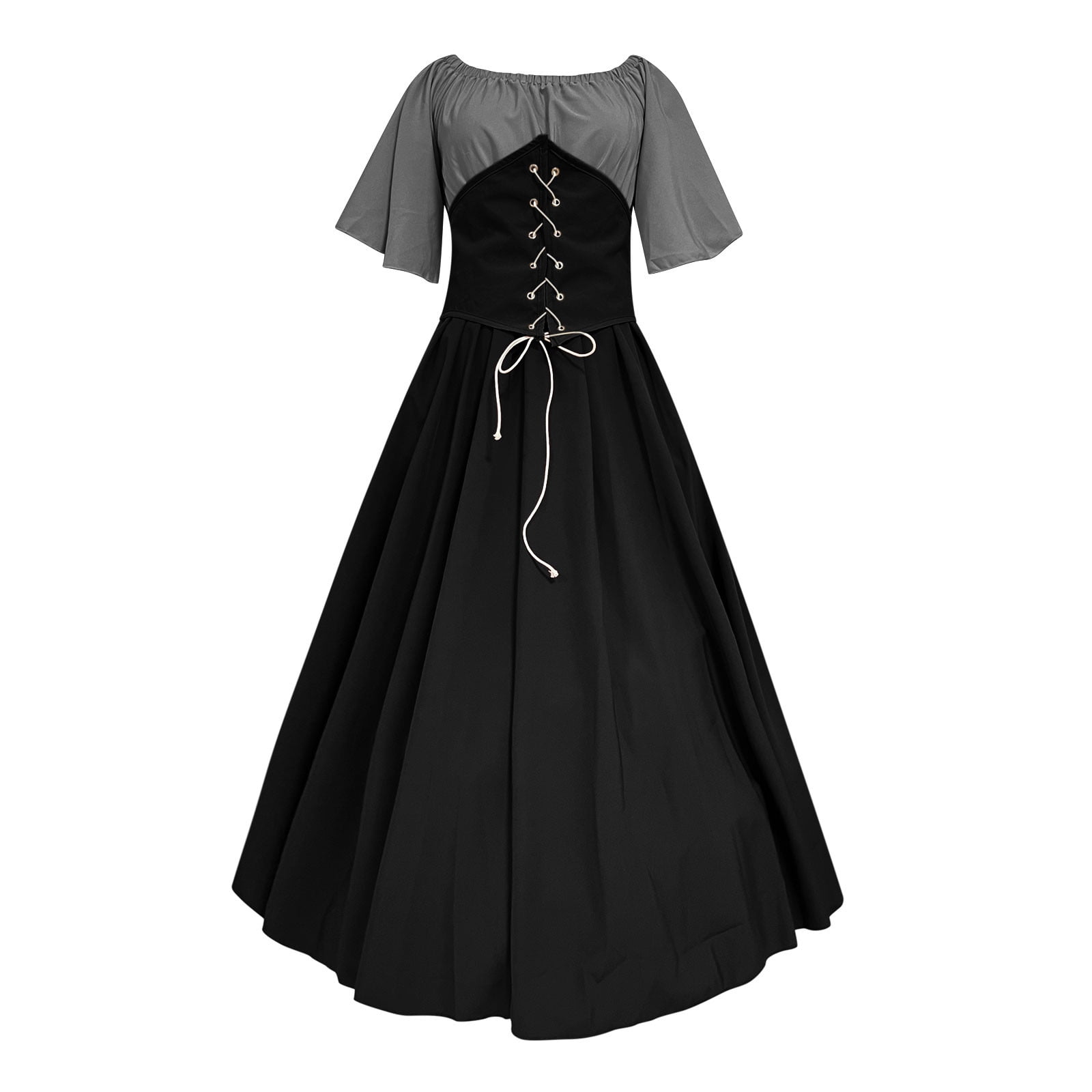 CLEARANCE Flowy Corset Dress Medieval Dress Vintage Off Shoulder Dresses  Lace Dress Ankle Dress Ladies Retro Contrast Color Sleeves Court Style Dress  Gray Flare Sleeve Dresses With Patchwork Ball Gow - Walmart.com