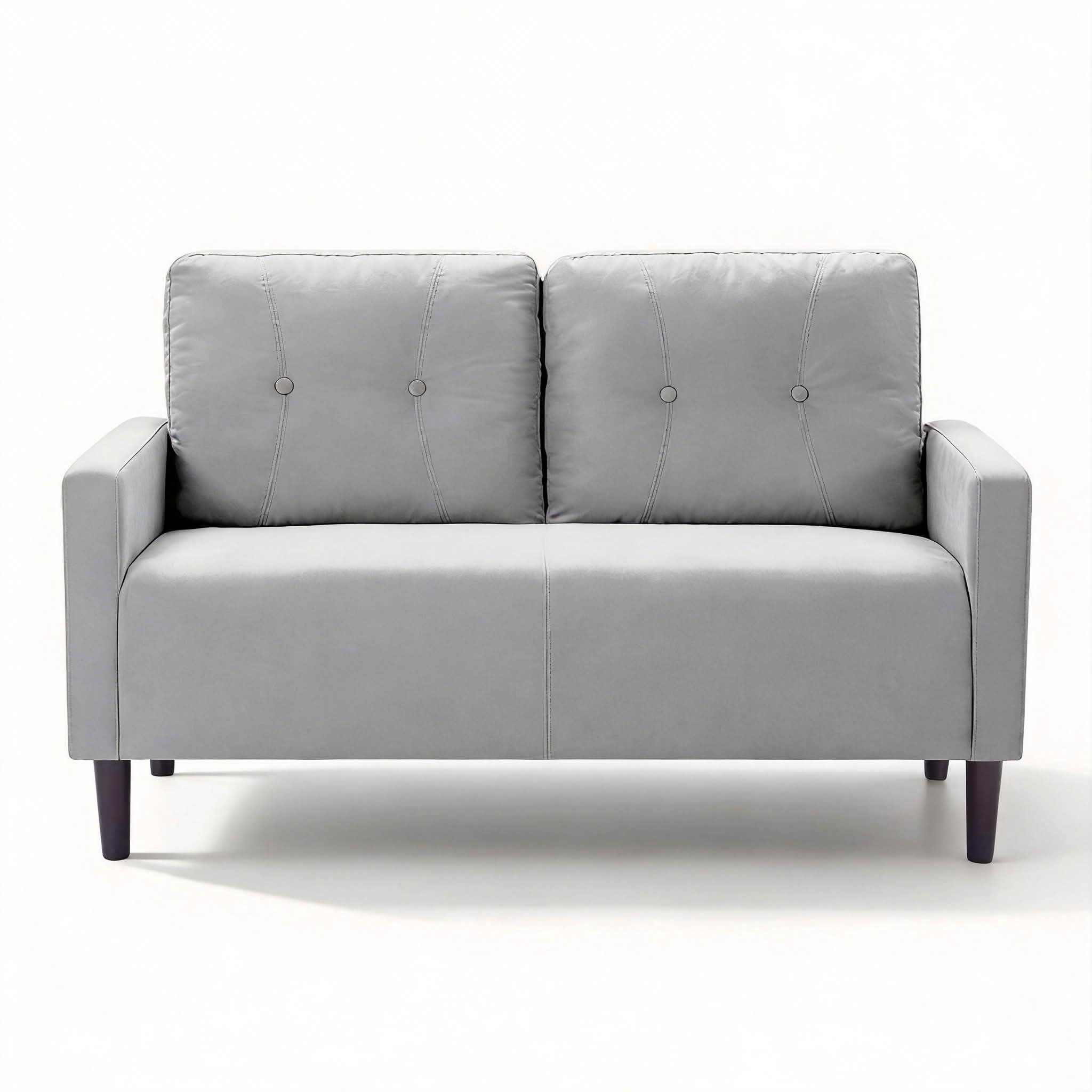 MAYEERTY 50.79" Modern Loveseat Sofa, 2-Seater Linen Blend Couch with Removable Back Cushions, Solid Wood & Metal Frame for Small Spaces