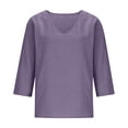 thumbnail image 5 of Gamivast Linen Tops for Women V Neck 3/4 Sleeve Loose Fit Casual Summer Tops Lightweight Tunic Style 3/4 Sleeve Tunic Tops Daily Vacation Wear outfits, 5 of 6