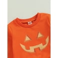 thumbnail image 5 of Bagilaanoe 2Pcs Toddler Baby Boy Girls Halloween Outfits Pumpkin Print Long Sleeve Sweatshirt Tops + Sweatpants 6M 12M 18M 24M 3T 4T Kids Long Pants Set, 5 of 9