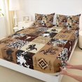 thumbnail image 3 of Homewish Retro Cowgirl Boot Bed Sheets, Western Fashion Cow Print King Sheets, Hippie Tribal Aztec Sheet Set, Breathable Home Decor, 4pcs, 3 of 7