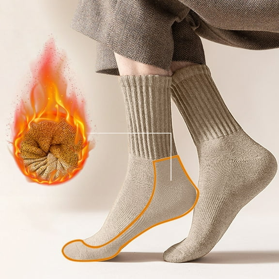 Tuscom Thermal Winter Socks for Men & Women - Thick Warm Non-Binding Cushioned Cotton Socks, Breathable, Wide Top, Machine Washable