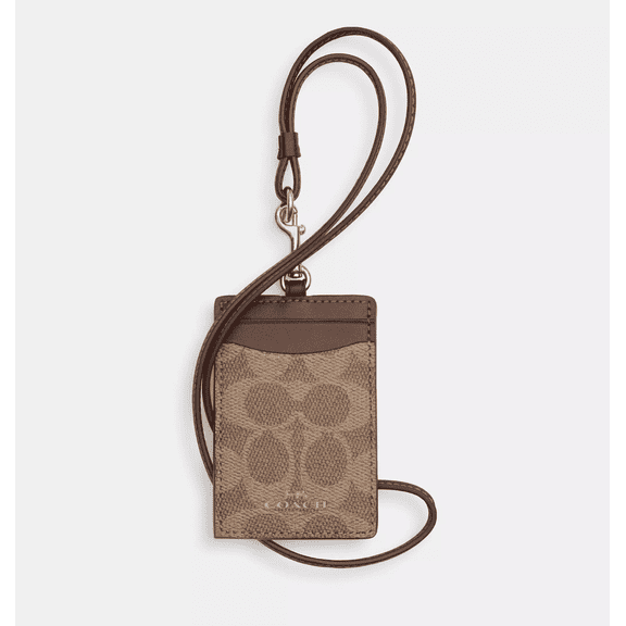 Coach Women's ID Lanyard in Signature Canvas with Leather Trim – Detachable Lanyard & ID Window