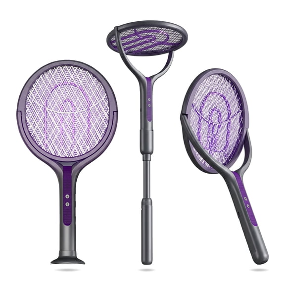 Rechargeable Electric Mosquito Swatter with Extendable Handle – 2-in-1 Fly Zapper Racket for Home, Garden & Outdoor Bug Control