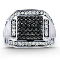Simulated 3Ct Round Black Diamond Men's Pinky Silver Ring 14K White Gold Over