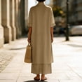 thumbnail image 4 of Women's 2 Piece Sweater Set Knit Bodycon Maxi Dress Open Front Duster Long Cardigan Sets Cozy Lounge Outfits with Open Front Cardigan and Side Pockets Khaki XXXL, 4 of 4