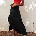 thumbnail image 4 of Falda Casual Falda casual faldas largas asimétricas hendidura envoltura elástica para mujer (negro L) Cgtredaw Para estrenar, 4 of 8