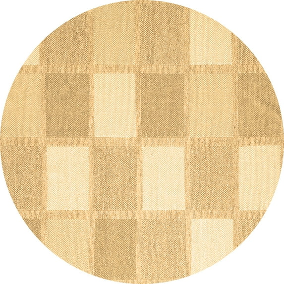 Ahgly Company Indoor Round Checkered Brown Modern Area Rugs, 6' Round