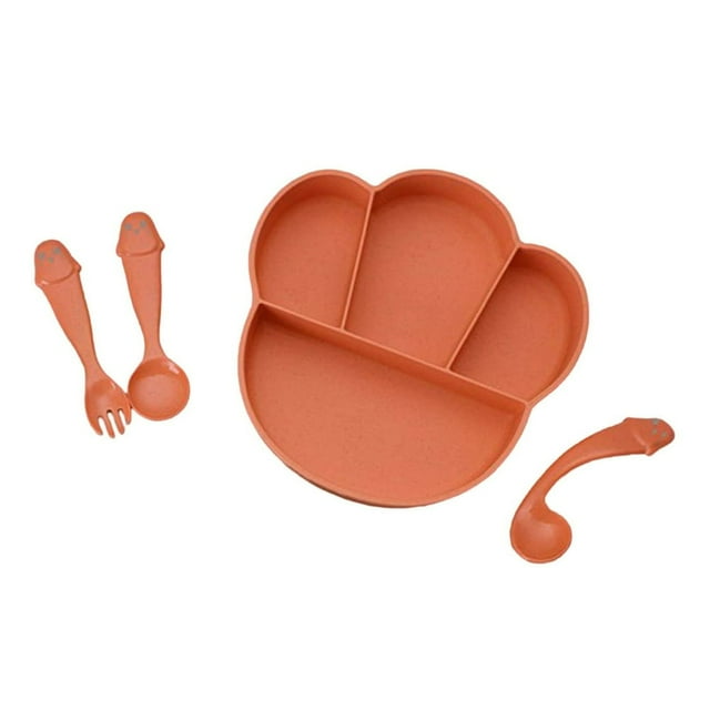 Suitable for home kitchens Kids Plate With Spoon PP Self Feeding Baby Divided Bowl For Dining