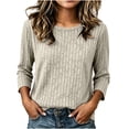 thumbnail image 3 of Noric Women's 3/4 Length Sleeve Tops Crew Neck Ribbed Knit Pullover Casual Loose Fit Lightweight Blouse, 3 of 7