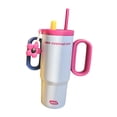 thumbnail image 1 of Vaso de agua aislado de acero inoxidable de gran capacidad con asa portátil Rosa y blanco, 1 of 9
