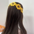 thumbnail image 7 of CXHEGBEJ Women's Color Block Floral Crochet Headband Pastoral Style Knitted Bandanas Elastic Crochet Flower Headscarf For Festival/Holiday Aesthetic Head Wrap White, 7 of 7
