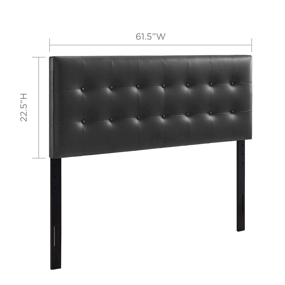 Modway Emily Queen Upholstered Faux Leather and Wood Headboard in Black