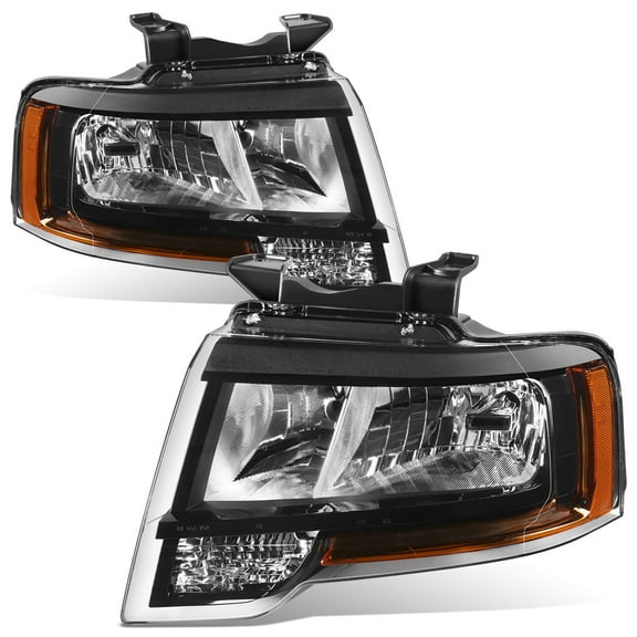 DNA Motoring OE Style Headlights for 2015-2017 Ford Expedition, Black/Clear