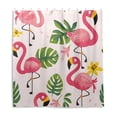 thumbnail image 2 of Flamingos with Palm Leaves and Flowers Shower Curtains with 12 Hooks Waterproof Bathroom Decor 66" x 72", 2 of 6