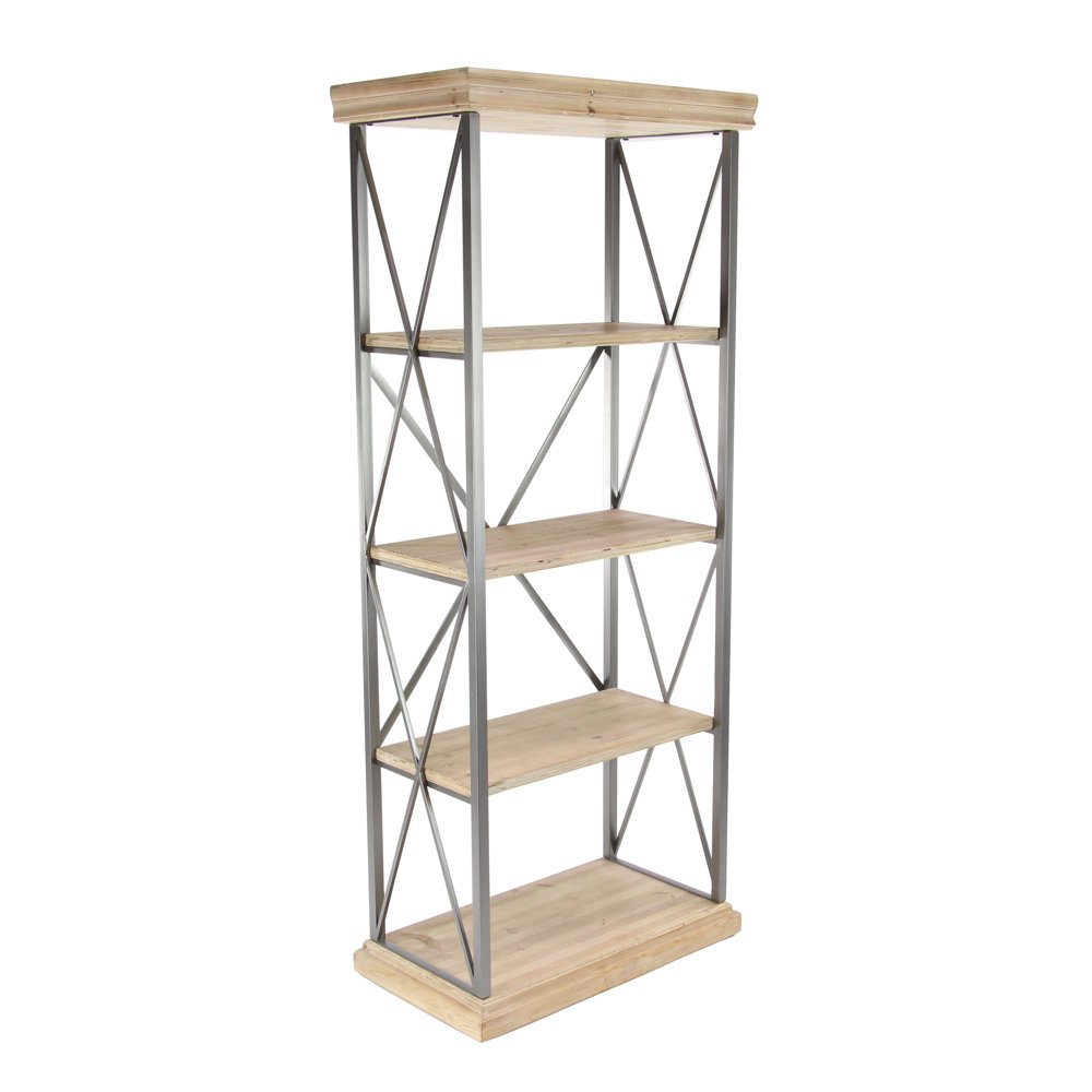 DecMode 72" x 30" Brown Wood Industrial Shelving Unit