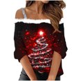 thumbnail image 1 of Camiseta Impresa de Hombro Doble, Top de Moda Casual para las Vacaciones Y el Uso Diario, 1 of 5
