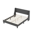 thumbnail image 6 of Queen Size Upholstered Platform Bed with Headboard, Linen Fabric Deluxe Wingback Headboard, Wooden Bed Frame/Mattress Foundation with Slats Support, No Box Spring Needed, Dark Gray, 6 of 9