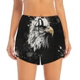 thumbnail image 2 of Balery Ink Style Bald Eagle Pattern Women's Running Shorts with Liner 2 Pockets Elastic Workout Athletic Gym Yoga Shorts-Small, 2 of 7
