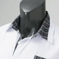 thumbnail image 6 of Mens T Shirts Polo Fashion Buckle Pocket Stitching Plaid Short Sleeve Jacket Mens Dry Fit Clothes,White,XL, 6 of 7