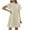 Beige, variant on Women's Dress Swiss Dot Crewneck Summer Mini Dress Casual Short Sleeve Dress Flowy A Line Babydoll Short Dresses