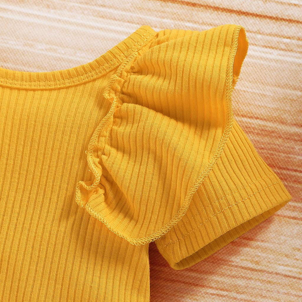 Povozer Baby Girl Newborn Clothes Baby Boys Summer Clothes Toddler Newborn Infant Baby Girl Clothes Romper Shorts Set Floral Summer Outfits Cute Baby Clothes Girl Size 6-12 Months,Yellow