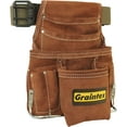 thumbnail image 4 of Graintex SS2976 10 Pocket Nail & Tool Pouch Brown Color Suede Leather with 2? Leather/Webbing Belt for Constructors, Electricians, Plumbers, Handymen, 4 of 8