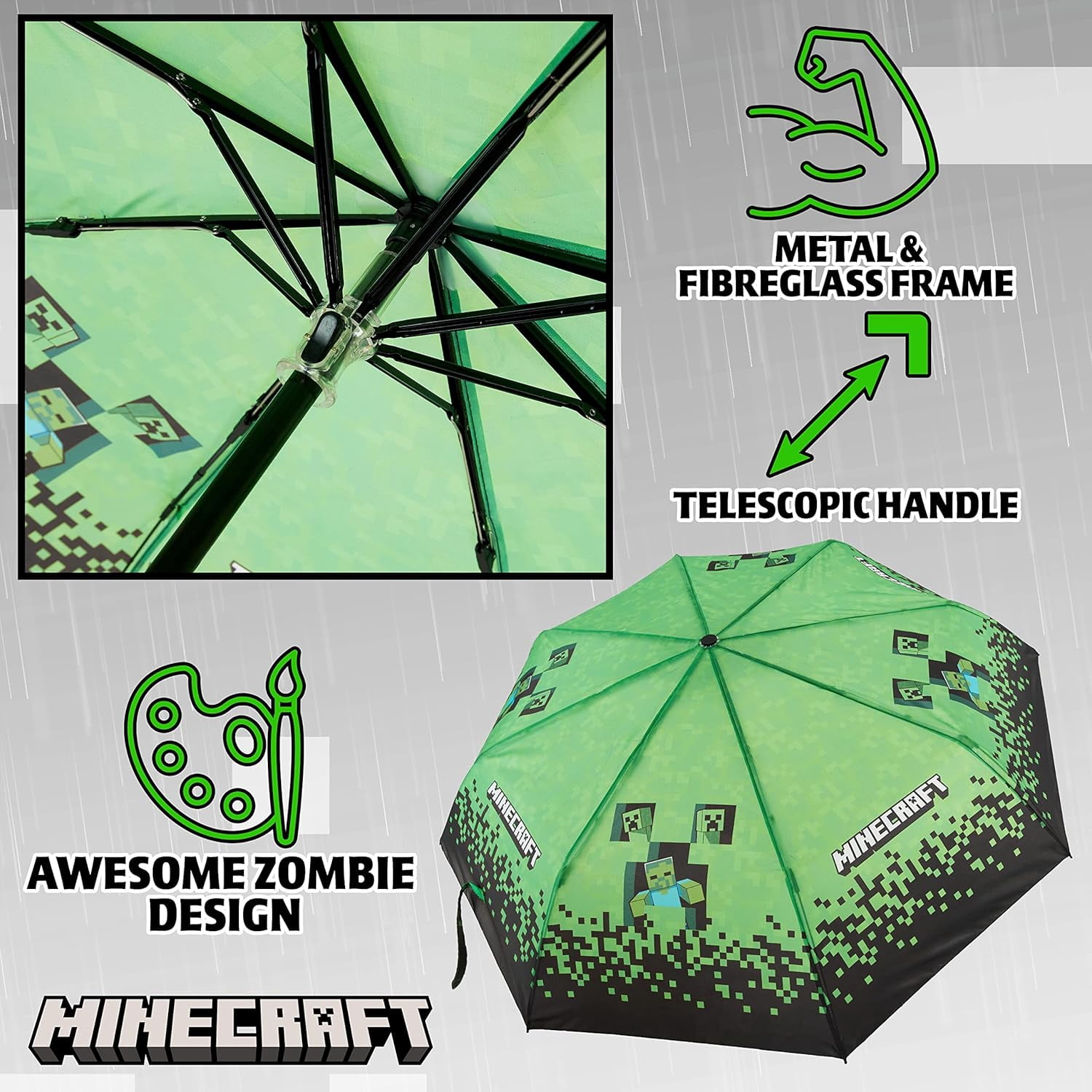 Folding Umbrellas for Boys Girls  Compact Windproof Travel  for Teens Gamers