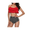 thumbnail image 1 of TOPGOD Parent-child Bikini Set Mom and Girl Ruffle Halter Vest and Dot High Waist Shorts Swimsuit, 1 of 7