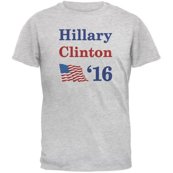 Election 2016 16 Flag Hillary Clinton Light Heather Grey Adult T-Shirt - Large
