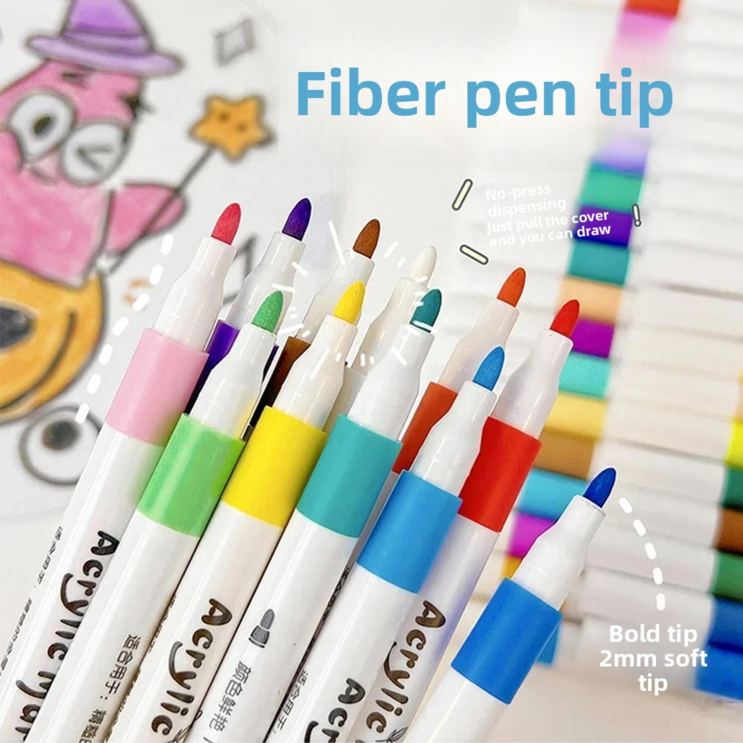 12-80 Colors Acrylic Markers Pen Set Paint Art Marker Soft Tip Pen for Adults Stone Paint Ceramic Glass Wood Fabric Painting