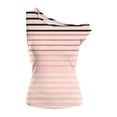thumbnail image 6 of Fewfanhot Womens Tops One Off Shoulder Striped Tee Tops Casual Loose Fit Crop Tshirt Summer Outfits, 6 of 6