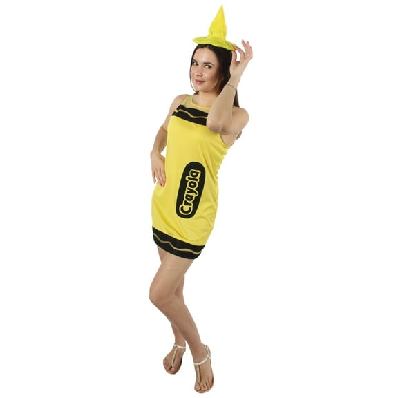 HPO| Adult Women's Crayon Costume Bundle| Yellow Color Options| Non-flammable Synthetic Fabric -Size-S