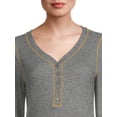 thumbnail image 4 of Time and Tru Women's Long Sleeve Henley Top, 4 of 5